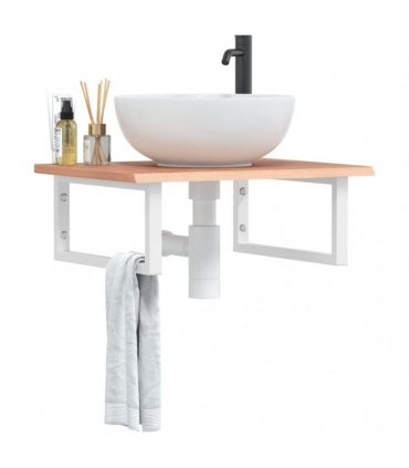 vidaXL Basin Shelf Wall Mounted Steel and Solid Wood Oak