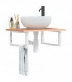 vidaXL Basin Shelf Wall Mounted Steel and Solid Wood Oak