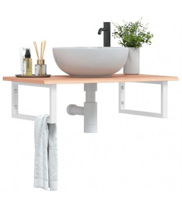vidaXL Basin Shelf Wall Mounted Steel and Solid Wood Oak