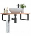 vidaXL Basin Shelf Wall Mounted Steel and Solid Wood Oak