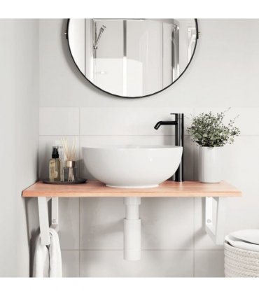 vidaXL Basin Shelf Wall Mounted Steel and Solid Wood Oak