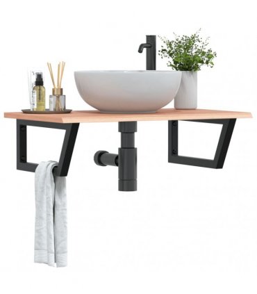 vidaXL Basin Shelf Wall Mounted Steel and Solid Wood Oak