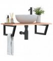 vidaXL Basin Shelf Wall Mounted Steel and Solid Wood Oak