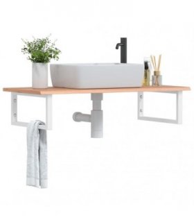vidaXL Basin Shelf Wall Mounted Steel and Solid Wood Oak