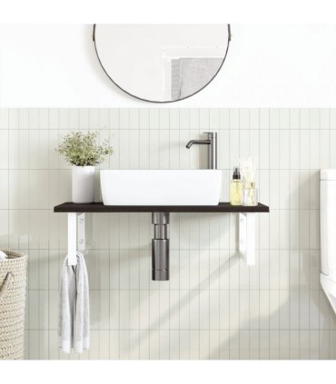 vidaXL Basin Shelf Wall Mounted Steel and Solid Wood Oak