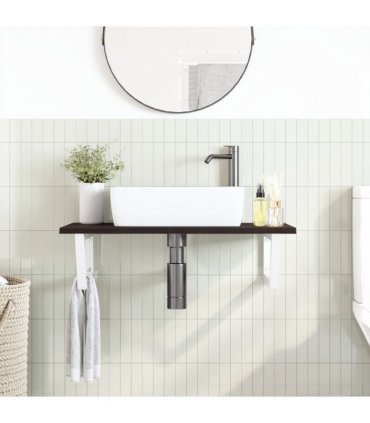vidaXL Basin Shelf Wall Mounted Steel and Solid Wood Oak