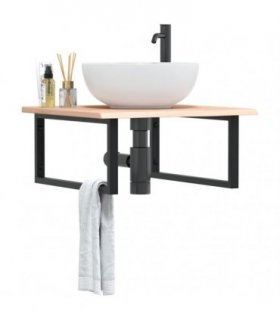 vidaXL Basin Shelf Wall Mounted Steel and Solid Wood Oak