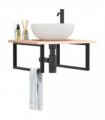 vidaXL Basin Shelf Wall Mounted Steel and Solid Wood Oak