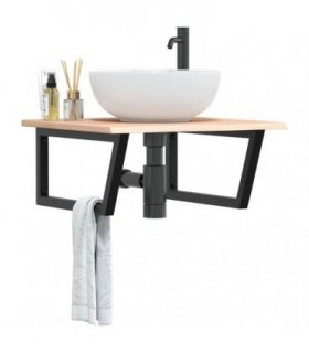 vidaXL Basin Shelf Wall Mounted Steel and Solid Wood Oak