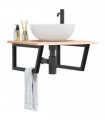 vidaXL Basin Shelf Wall Mounted Steel and Solid Wood Oak