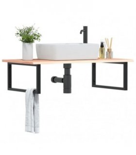 vidaXL Basin Shelf Wall Mounted Steel and Solid Wood Oak