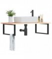 vidaXL Basin Shelf Wall Mounted Steel and Solid Wood Oak