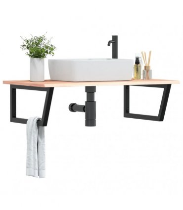 vidaXL Basin Shelf Wall Mounted Steel and Solid Wood Oak