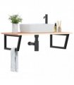 vidaXL Basin Shelf Wall Mounted Steel and Solid Wood Oak
