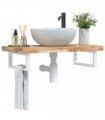 vidaXL Basin Shelf Wall Mounted Steel and Solid Wood Acacia