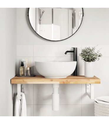 vidaXL Basin Shelf Wall Mounted Steel and Solid Wood Acacia