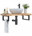 vidaXL Basin Shelf Wall Mounted Steel and Solid Wood Acacia