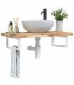 vidaXL Basin Shelf Wall Mounted Steel and Solid Wood Acacia