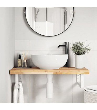 vidaXL Basin Shelf Wall Mounted Steel and Solid Wood Acacia