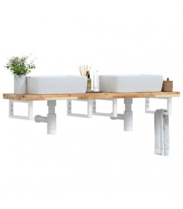 vidaXL Basin Shelf Wall Mounted Steel and Solid Wood Acacia