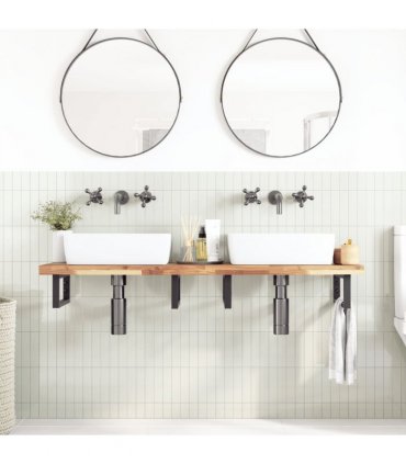 vidaXL Basin Shelf Wall Mounted Steel and Solid Wood Acacia