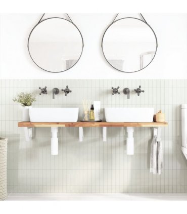 vidaXL Basin Shelf Wall Mounted Steel and Solid Wood Acacia