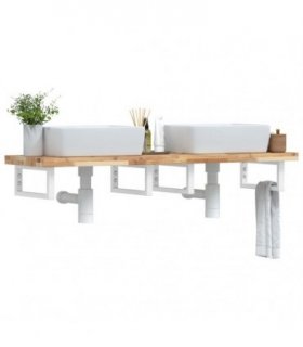 vidaXL Basin Shelf Wall Mounted Steel and Solid Wood Acacia