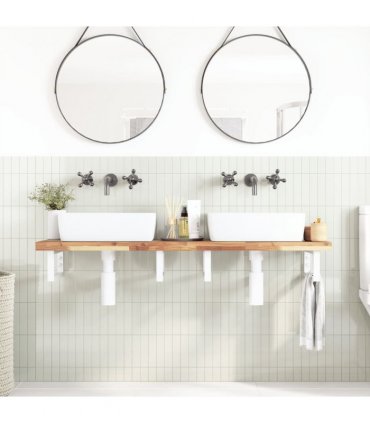 vidaXL Basin Shelf Wall Mounted Steel and Solid Wood Acacia
