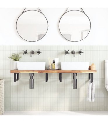 vidaXL Basin Shelf Wall Mounted Steel and Solid Wood Acacia