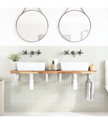 vidaXL Basin Shelf Wall Mounted Steel and Solid Wood Acacia