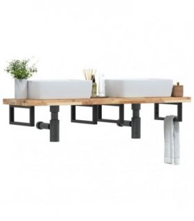 vidaXL Basin Shelf Wall Mounted Steel and Solid Wood Acacia
