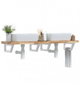 vidaXL Basin Shelf Wall Mounted Steel and Solid Wood Acacia