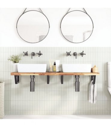 vidaXL Basin Shelf Wall Mounted Steel and Solid Wood Acacia