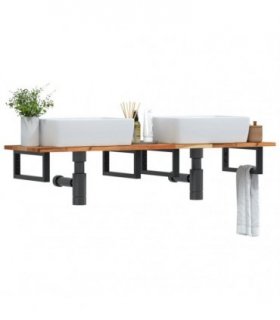 vidaXL Basin Shelf Wall Mounted Steel and Solid Wood Acacia
