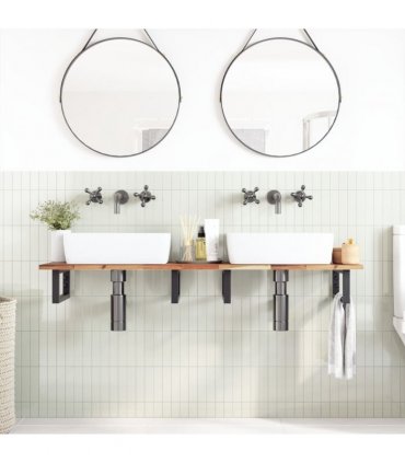 vidaXL Basin Shelf Wall Mounted Steel and Solid Wood Acacia