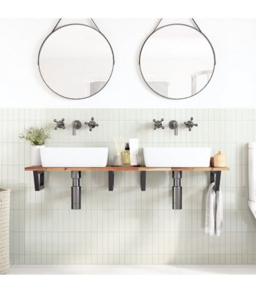 vidaXL Basin Shelf Wall Mounted Steel and Solid Wood Acacia