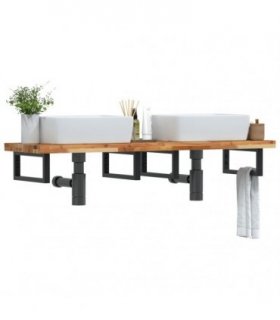vidaXL Basin Shelf Wall Mounted Steel and Solid Wood Acacia