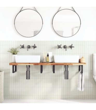 vidaXL Basin Shelf Wall Mounted Steel and Solid Wood Acacia