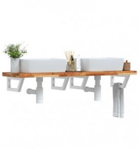 vidaXL Basin Shelf Wall Mounted Steel and Solid Wood Acacia