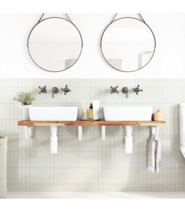 vidaXL Basin Shelf Wall Mounted Steel and Solid Wood Acacia