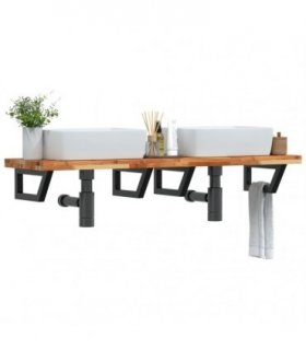 vidaXL Basin Shelf Wall Mounted Steel and Solid Wood Acacia