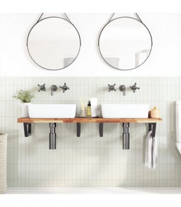 vidaXL Basin Shelf Wall Mounted Steel and Solid Wood Acacia