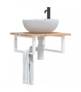 vidaXL Basin Shelf Wall Mounted Steel and Solid Wood Acacia