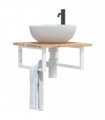 vidaXL Basin Shelf Wall Mounted Steel and Solid Wood Acacia