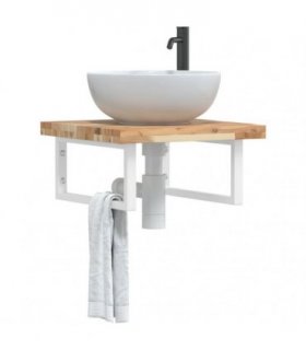 vidaXL Basin Shelf Wall Mounted Steel and Solid Wood Acacia