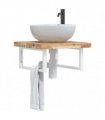 vidaXL Basin Shelf Wall Mounted Steel and Solid Wood Acacia