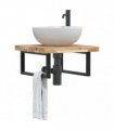 vidaXL Basin Shelf Wall Mounted Steel and Solid Wood Acacia