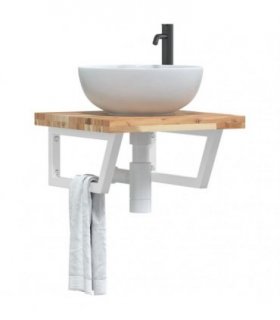 vidaXL Basin Shelf Wall Mounted Steel and Solid Wood Acacia
