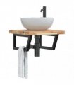 vidaXL Basin Shelf Wall Mounted Steel and Solid Wood Acacia