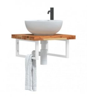vidaXL Basin Shelf Wall Mounted Steel and Solid Wood Acacia